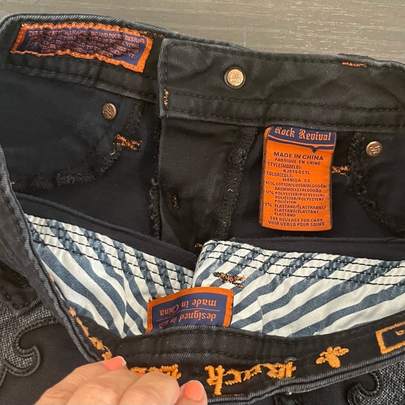 Rock Revival Marisa Black Denim Skinny Jeans Womens Low-Rise Casual Size 26x32 - Picture 8 of 11